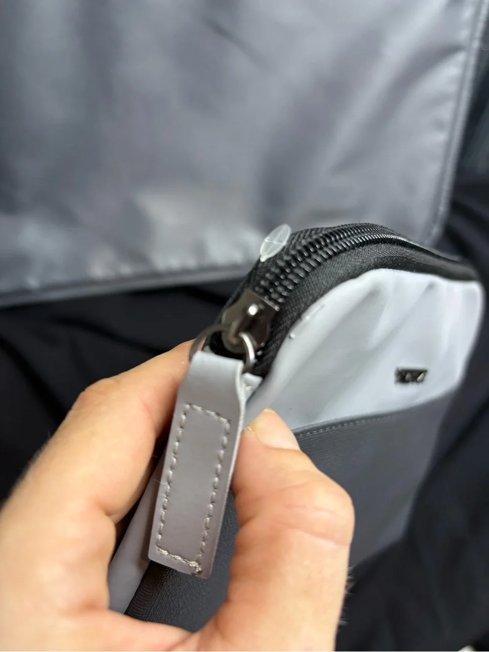 Tumi Two-Tone Gray and White Toiletry Pouch plus Garment bag